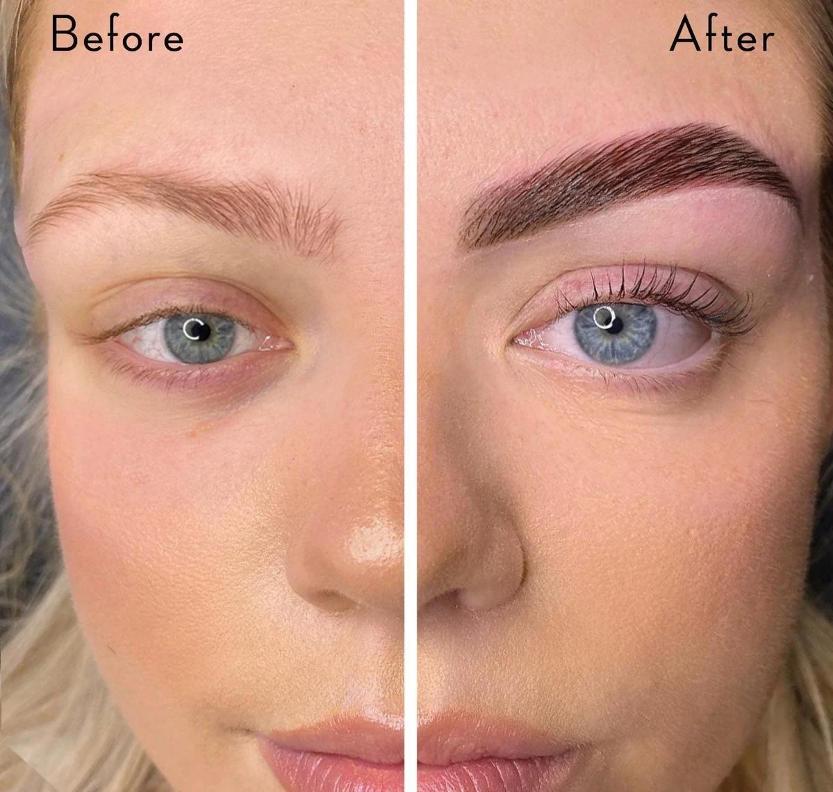 Micropigmentación de cejas antes y después en Opulent Esthetic
